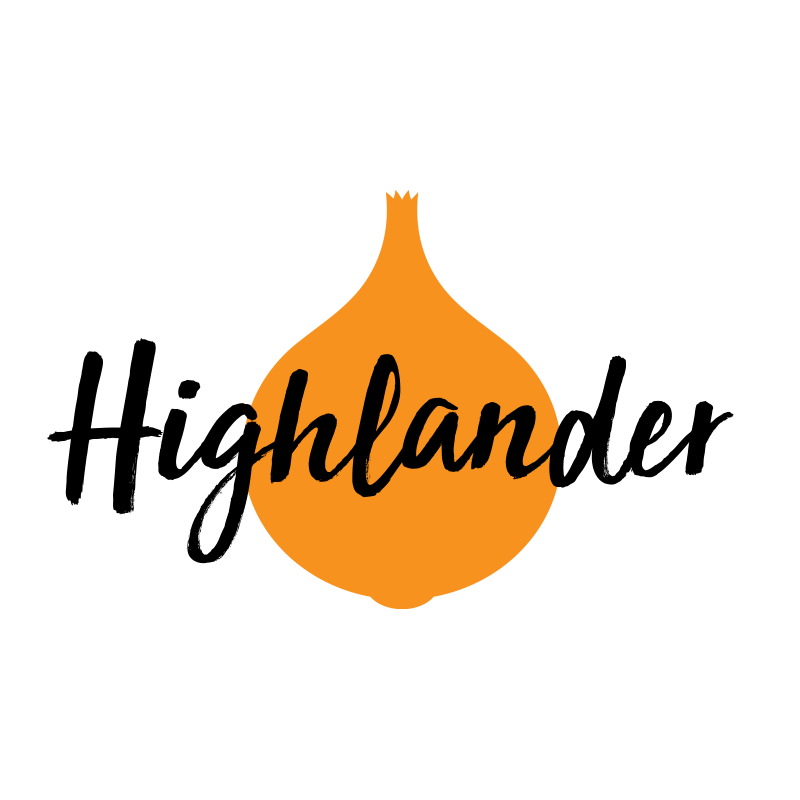 A simple outline of a Highlander onion.