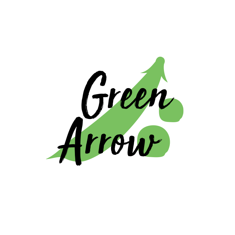 A simple outline of a Green Arrow pea pod.