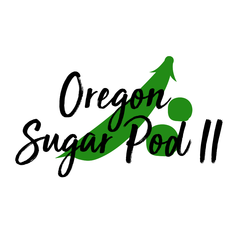 A simple outline of a Oregon Sugar Pod II pea pod.