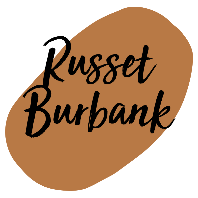 A simple outline of a Russet Burbank potato.